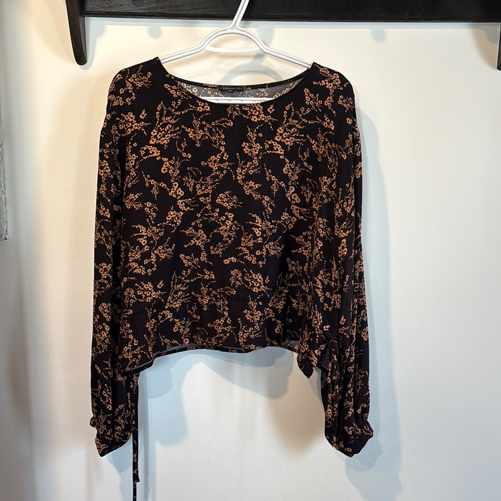 Floral Black and Brown Blouse